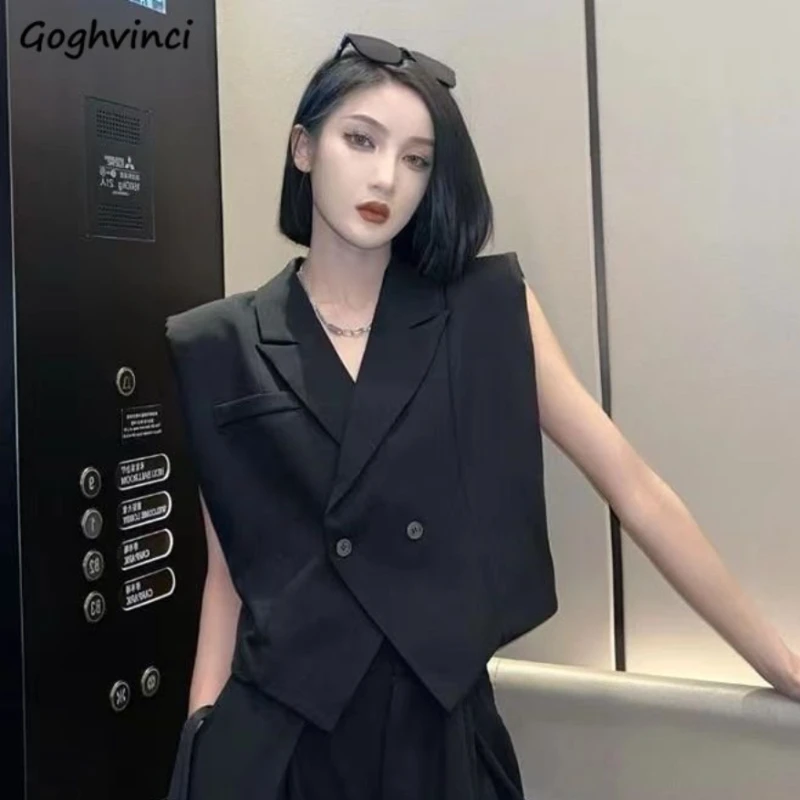 Vesty Ženy BAGGY BLACK TEMPLESKÁ KANCELÁRIA LADY BF Chic navrhnuté chladné streetwear Kórejský štýl Vintage letné kabáty v sláve vopred trendy