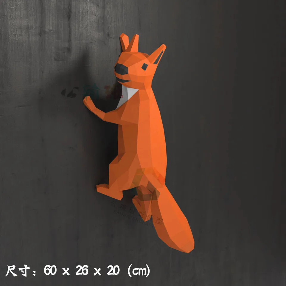 Veveričkový papierový model Papier Creative Domáce dekorácie Decorácie Diy ručne vyrobené hádanky vzdelávacie hračky pre deti