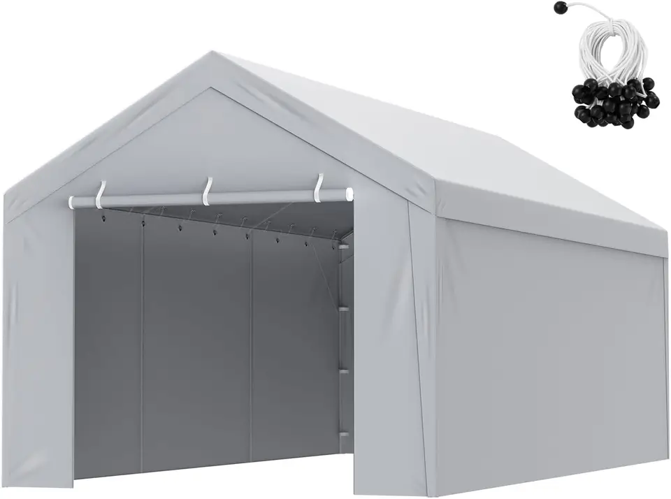 Vevor carport náhradný vrchný kryt vrchol + bočná stena 13 x 20 stôp, garážový stanový prístrešok plachta s vysokým obsahom vodotesnej a chránenej UV