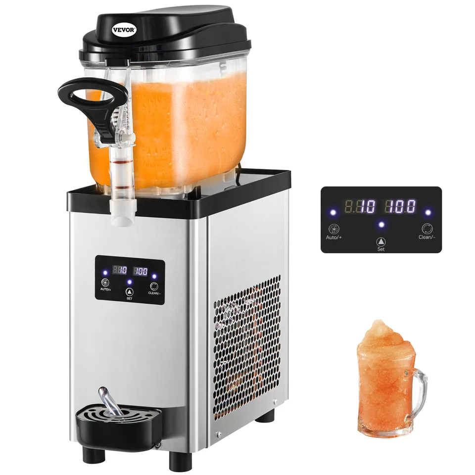 Vevor Commercial Slushy Machine, 6L 25 šálok s jednou mokrou, 300 W z nehrdzavejúcej ocele Margarita Mrazivá mrazený výrobca nápojov, pre kaviarne