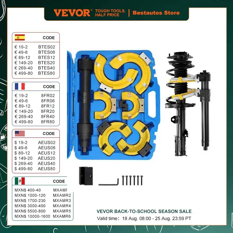 Vevor Strut Spring Compressor Set MacPherson Strut Spring Compressor Kit vymeniteľná nástroja na odstraňovač výťažku výťažku na vidlicu
