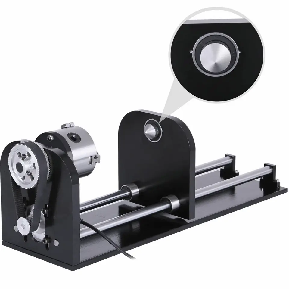 Vevor štvorosový laserový gravírovací stroj s 80 mm 3-jaw Scroll Chuck Rotary Axis pre 60W 80W 100W 130W
