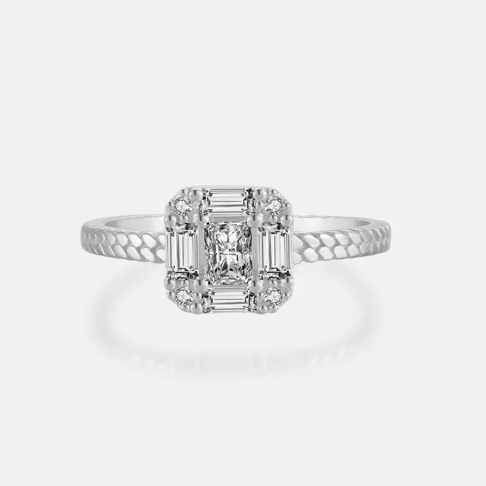 Vewant Recyclouble 925 Sterling Silver Square Definity Clear Women Ring Luxury Fine Jewelry 2024 Svadobné klenoty Svadobný darček