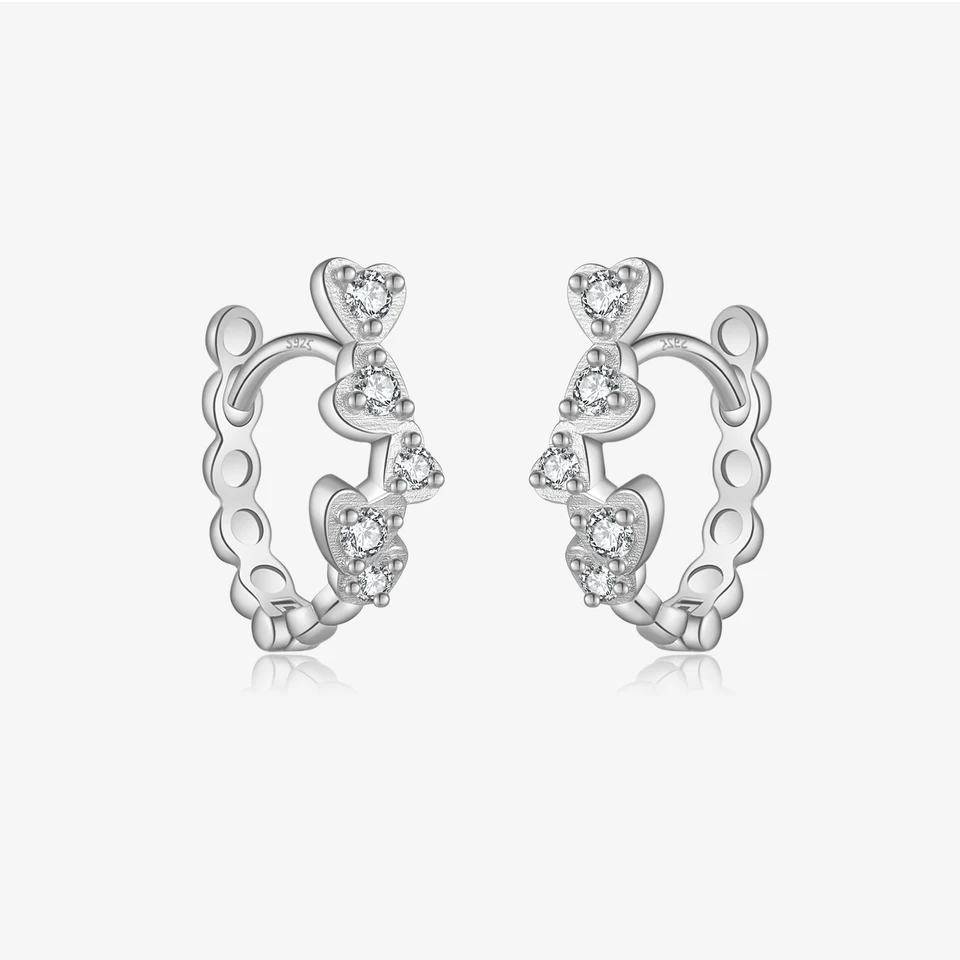 Vewant Women 925 Sterling Silver nepravidelné srdce zirkón Piercing Hoop Loops 2024 Luxusné módne jemné pokročilé darčekové šperky
