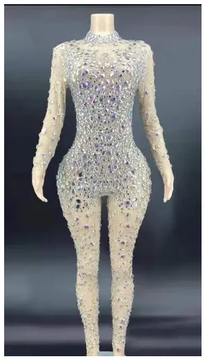 Večerné narodeniny Ab kamienky farebná kombinéza tanečnice Prom predstavenie oslávi outfit