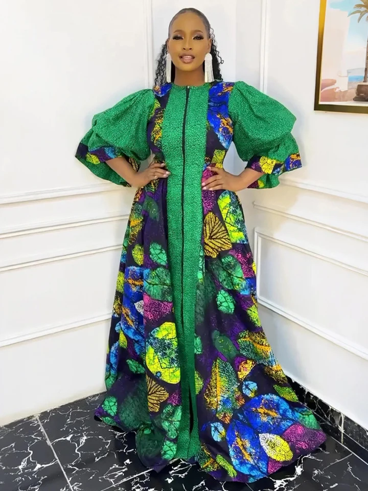 Večerné šaty svadobnej hostiny pre ženy African Dashiki tlač Long Rúch Dubai Muslim Abayas 2024 jesenné oblečenie Ankara šaty