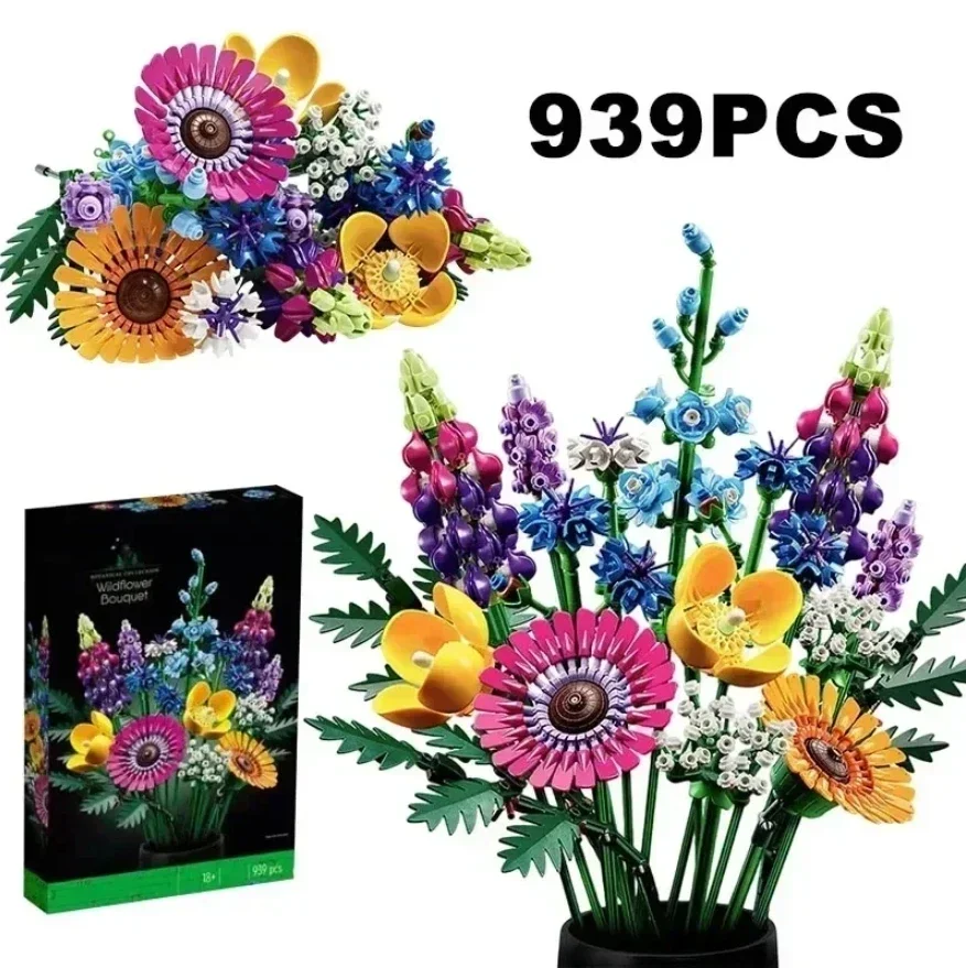 Večný umelý chryzanthemum kvetový domov dekorácia 10313 kytica kytica Wildflower Builing Blocks Bloky Dievčatá Darček pre deti hračky