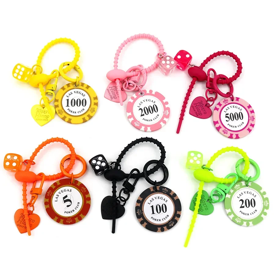 Veľa šťastia Chips Keychain prívesok Backpack Schoolback Trendy Accessory Creative Strategy Key Chain Dice Štýlový darček