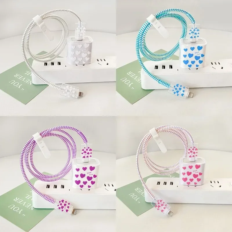 Veľa šťastia Láska nabíjanie dátových káblov ochranca pre iPhone 18/20W nabíjačku na nabíjačku Atise Winder Accessories 5ks