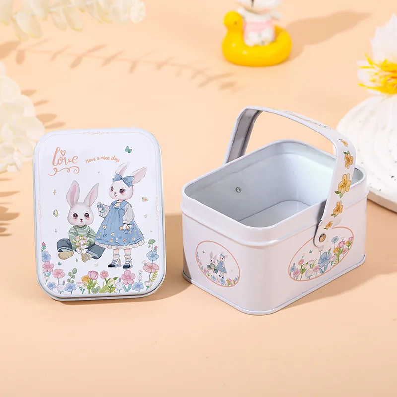 Veľkonočné cukrovinky Tinkplate Flower Balón Rabbit Cookie Cookie Darčekové obaly s rukoväť