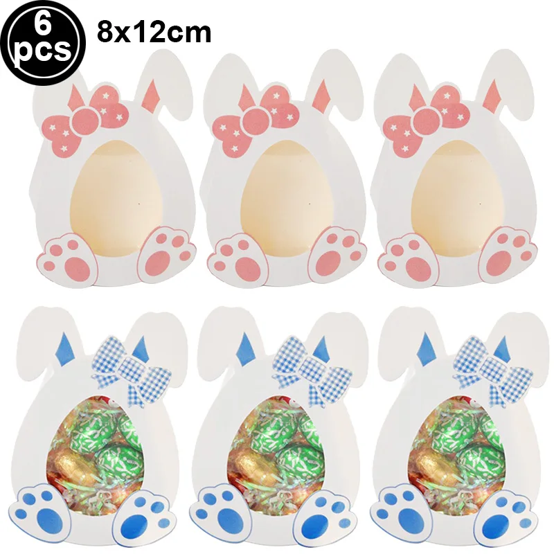 Veľkonočné ošetrenie Box Roztomilý vajec Bunny Paper Box s oknom králičie uši Veľkonočná skrinka Veľkonočné košíky Kontajnery Veľkonočné večierky
