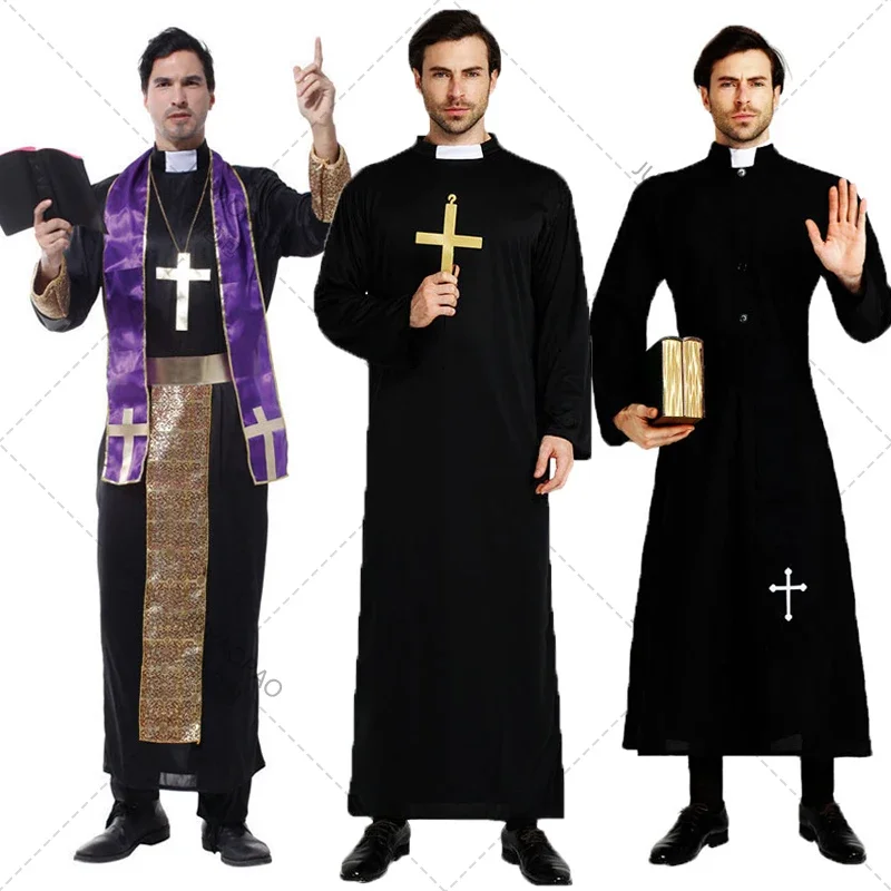 Veľkonočné purium Halloween kostým pre mužov Otec kňaz biskup kostýmy kresťanský pastor duchovný cosplay