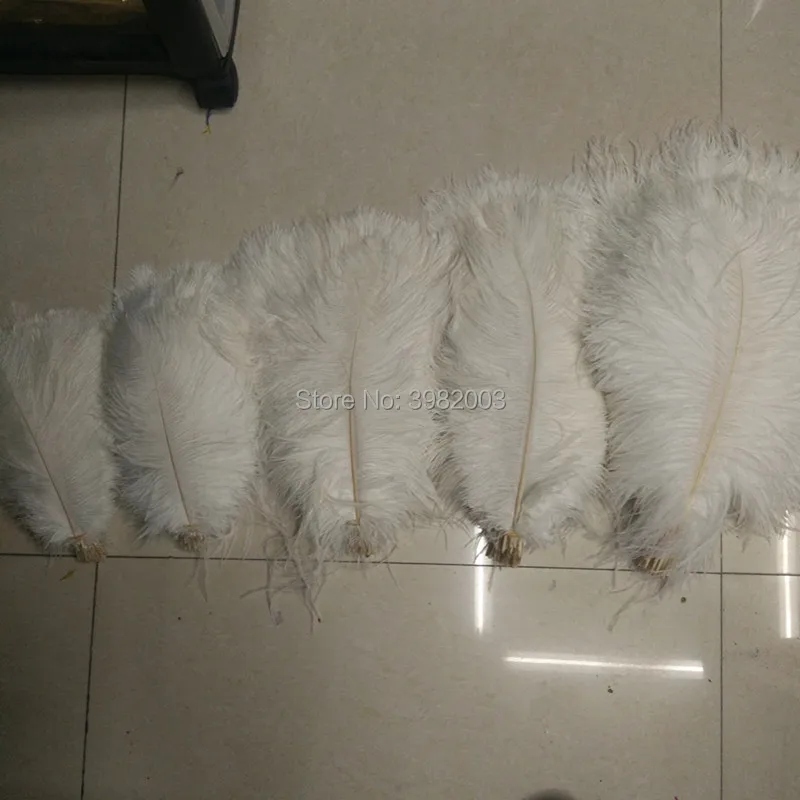 Veľkoobchod 10-500ks Vysoko kvalitný prírodný biely výber pštrichu perie 6-24inch/15-60 cm