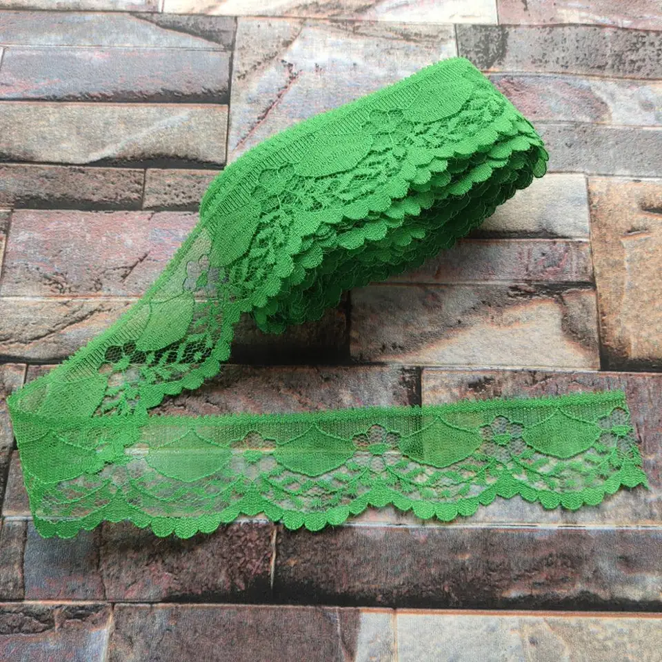 Veľkoobchod 10 yardov Grass Green Green Winkroidery Lace Ribbon 40 mm Šírka na šitie dekorácie DIY šperky