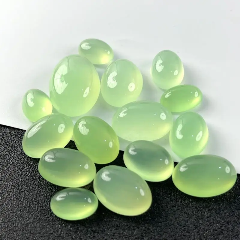 Veľkoobchod 10ks/veľa prírodného jablka zelený karnelský agát korálky Cabochon 8x10mm 13x18mm 18x25 mm 22x30mm oválny klebetný krúžok