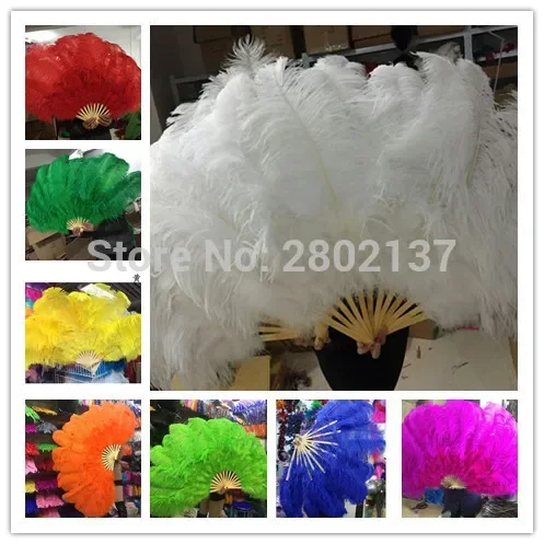 Veľkoobchod 1pcs Vysoko kvalitný prírodný pštrosový perie Fan Dance Performance Dance Performance Vianočná dekorácia DIY