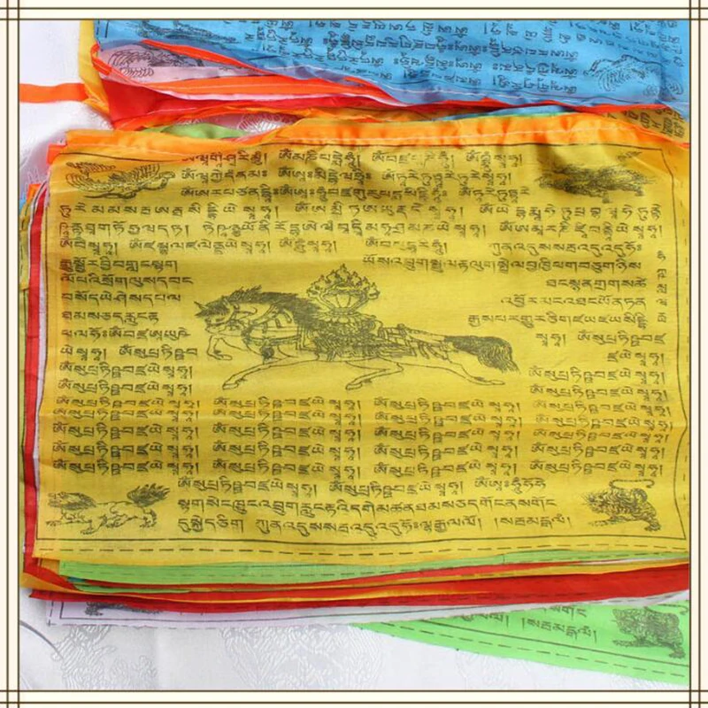 Veľkoobchod 20 listov 5 m náboženské vlajky Tibetské budhistické potreby farebná tlač modlitebnej vlajky Tibet Banner Garden