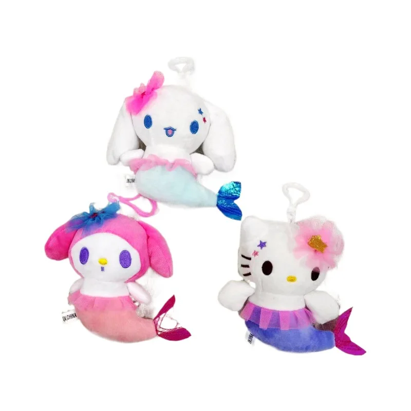 Veľkoobchod 24ks/šarža 10 cm roztomilé šaty morskej panny Kuromi Plyšové hračky prívesky Klávesové kľúče plnené darčeky pre bábiky Keychain Party