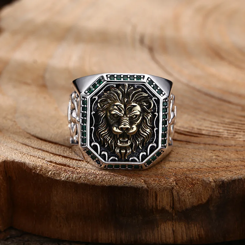 Veľkoobchod 925 Sterling Silver Ring, Lion Square Ring, Otvorenie prsteňa, Thai strieborné retro trendyy personalizované šperky