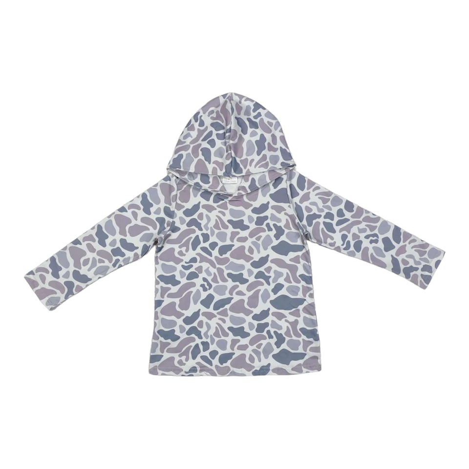 Veľkoobchod chlapčeka DETA DETA DETSKÉ SA Šedé camo oblečenie Kids mikina mikina batoľa s dlhými rukávmi mikiny vrecko na športové oblečenie tričko