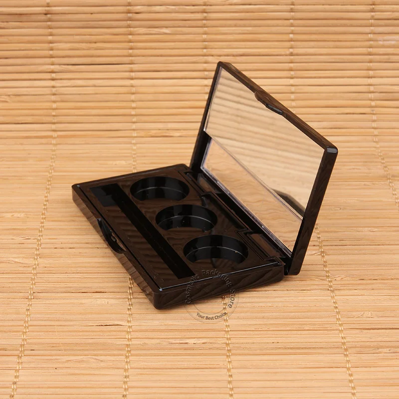 Veľkoobchod Plastová čierna prázdna 3G Eyeshadow Box so zrkadlom 1/10oz Ženy DIY Concealer Box Regightible 3ML NAHLADUJTE