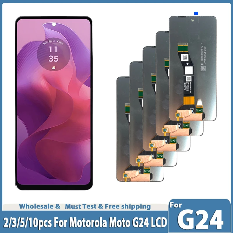 Veľkoobchod pre Motorola Moto G24 LCD Display Display Panel Digitator Zostava dotykovej obrazovky Výmena pre Moto G24 XT2423-1 LCD +Rám