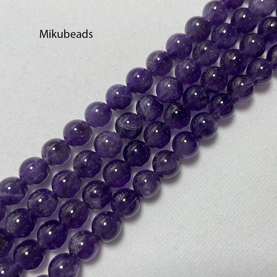 Veľkoobchod Prírodné 8 mm stupňa Ametyst Quartz Crystal Smoot Round Koust Loose Loose Loads na výrobu šperkov DIY náhrdelník prameň 15
