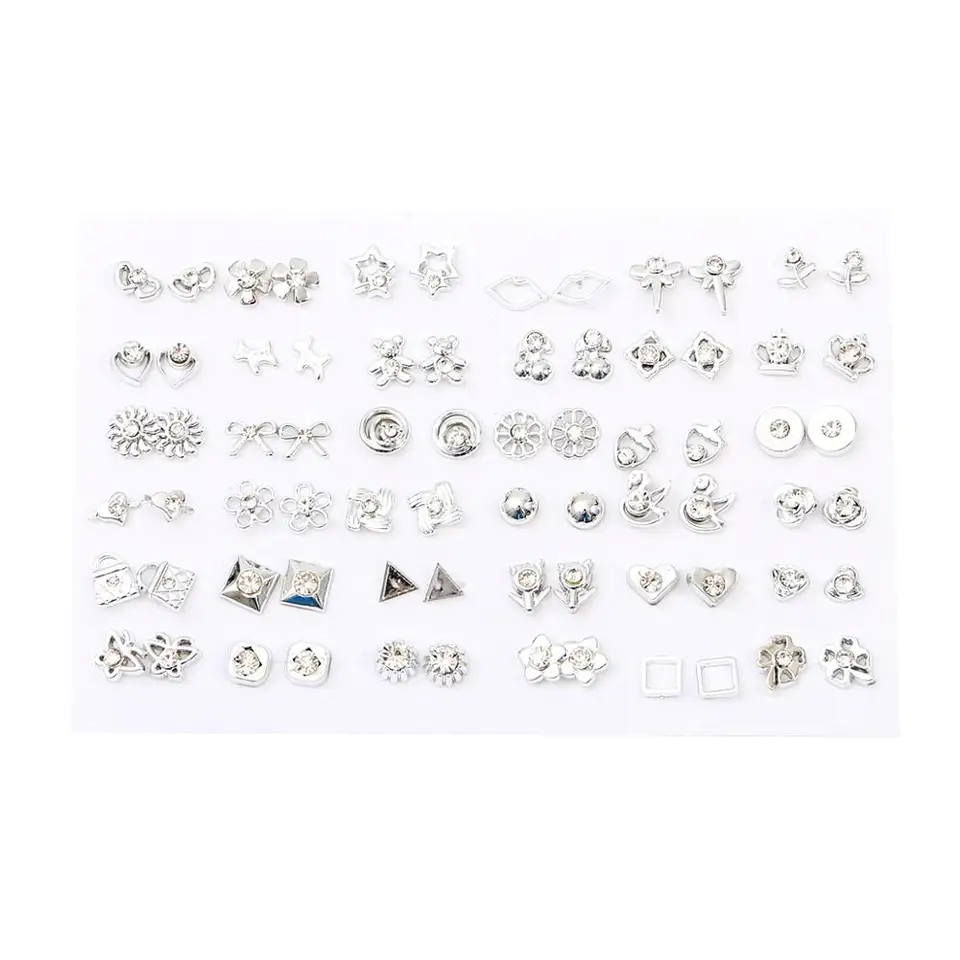 Veľkoobchod s 36Pairs/set zmiešaný štýl Small Heart Star Bowknot ctystal geometrické plastové náušnice s súprava pre dámske dievčatá šperky