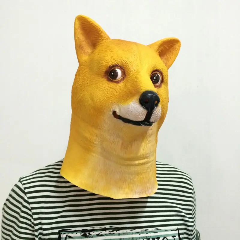 Veľkoobchod Shiba Inu inu psie zviera hlavy celá tvár Masky Halloween psie hlava strany maska