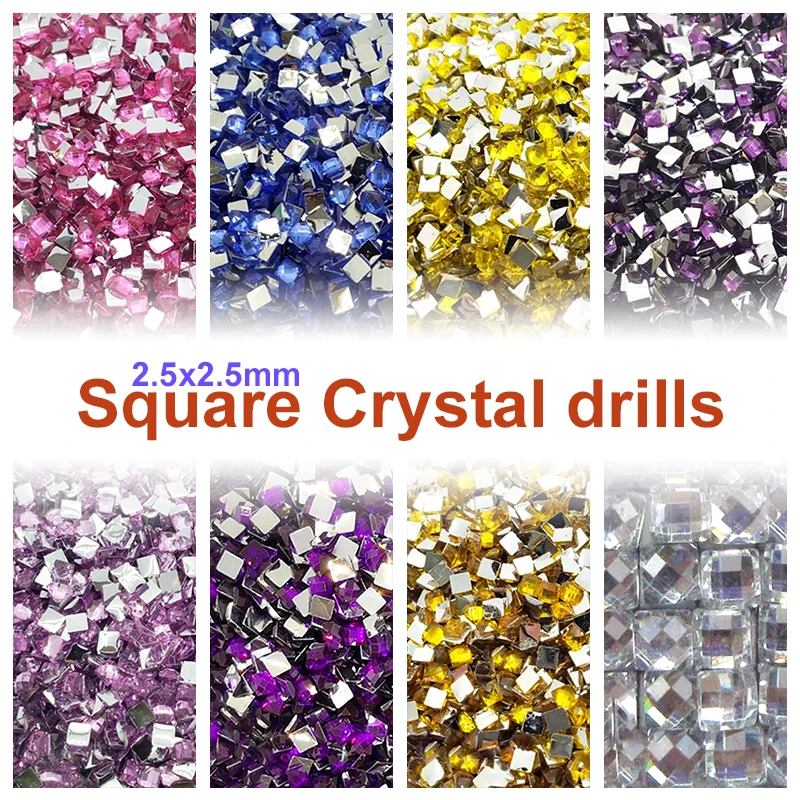 Veľkoobchod Shinny Crystal vŕtačka živica farebný štvorcový kameň DIY Diamond Painting vyšívacie kamene mozaiky