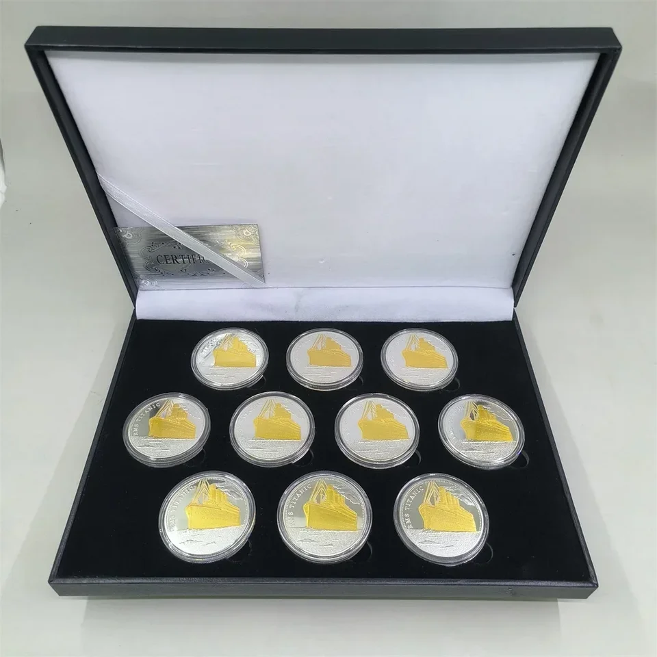 Veľkoobchod Titanic Coin Gold Silver Zmiešané štýly s darčekovými obalmi Zbierka darčekové darčeky Festival Pre priateľmi ozdoba