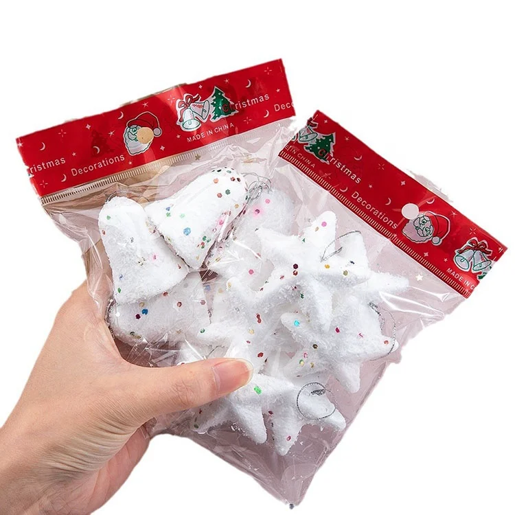 *Veľkoobchodná lacná cena 6ks Set White Foam Gulls Bell Star vianočný strom Penové ozdoby
