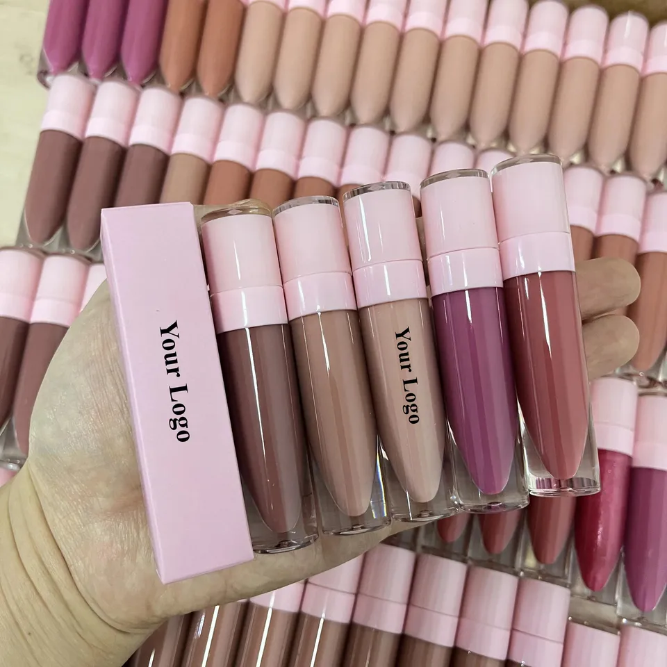 Veľkoobchodná ružová tekutina Lipstick Lesk Private Label Matte Nude Longing Cruelty Free Ripsticks Prispôsobené logo