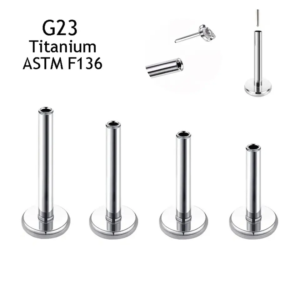 Veľkoobchodná základňa bez závitu ASTM F136 Titánový šperk Push do tunelových nosných krúžkov uši piene Labret Body Piercing Príslušenstvo