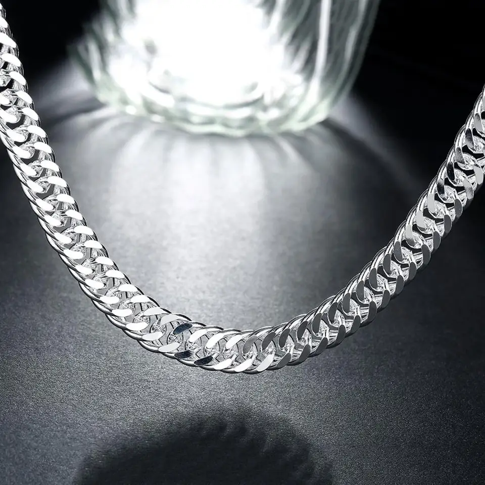 Veľkoobchodná šírka 6 mm reťazec 925 Sterling strieborné náhrdelníky pre ženy Men Charm módne šperky Svadobná strana 50/55/60 cm