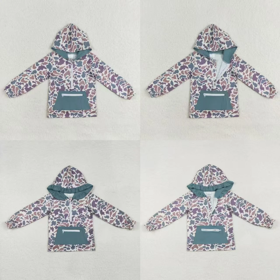 Veľkoobchodné batoľa s dlhými rukávmi Camo košeľa zips deť