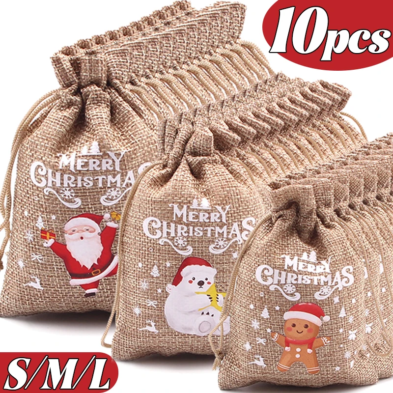 Veľkoobchodné vianočné prádlo vrecká karikatúry Santa Claus Snowman Candy Darčeky sťahovacia taška pre vianočné večierky