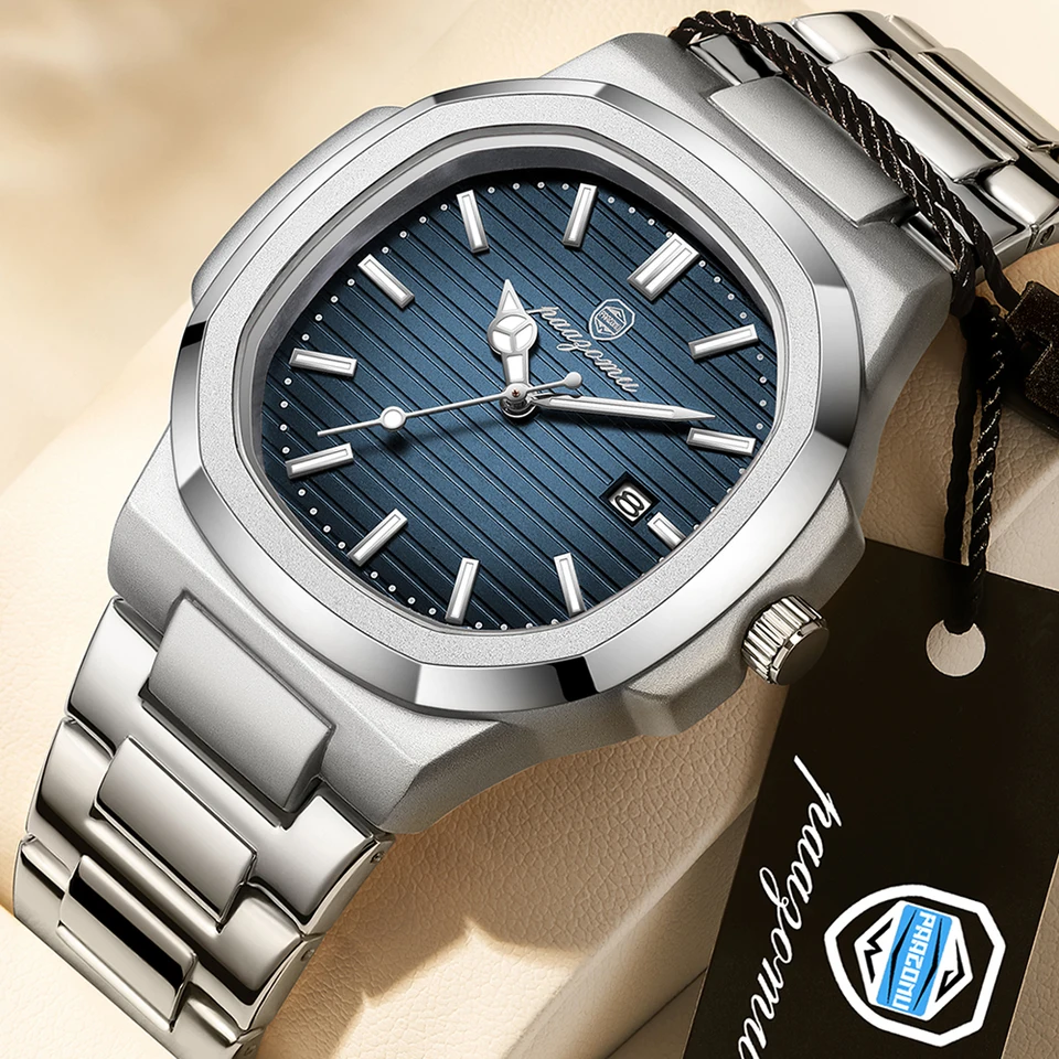 Veľkoobchodník luxusný štvorcový Quartz Watch Business Waterproof Mužské hodiny Luminát Dátum z nehrdzavejúcej ocele Men Watch Reloj Hombre 2024
