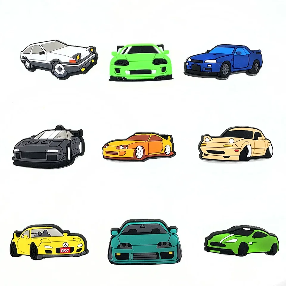 Veľkoobchody 10 kusov/balenie roztomilý anime PVC Shoe Charms Cartoon Cars Kids Boys Shoe Charms for Crocs Beach Shoe Decoration