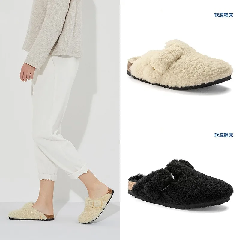 Veľkosť 35-40 Unisex Dreze Shoes Custom Logo Skutočné kožušinové kožušina Soft Cork Eva Sole Dámske papuče s strihom
