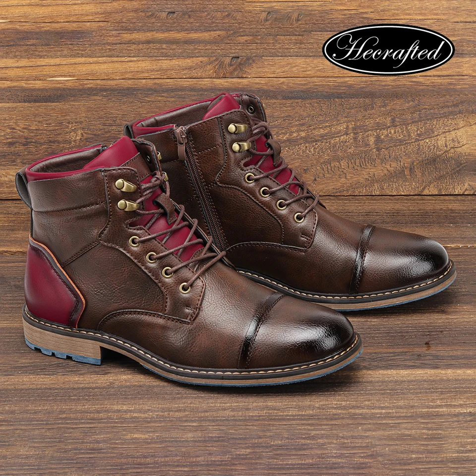 Veľkosť 39 ~ 48 Boots Men Značka 2024 Módne pohodlné kožené topánky #AL603C4