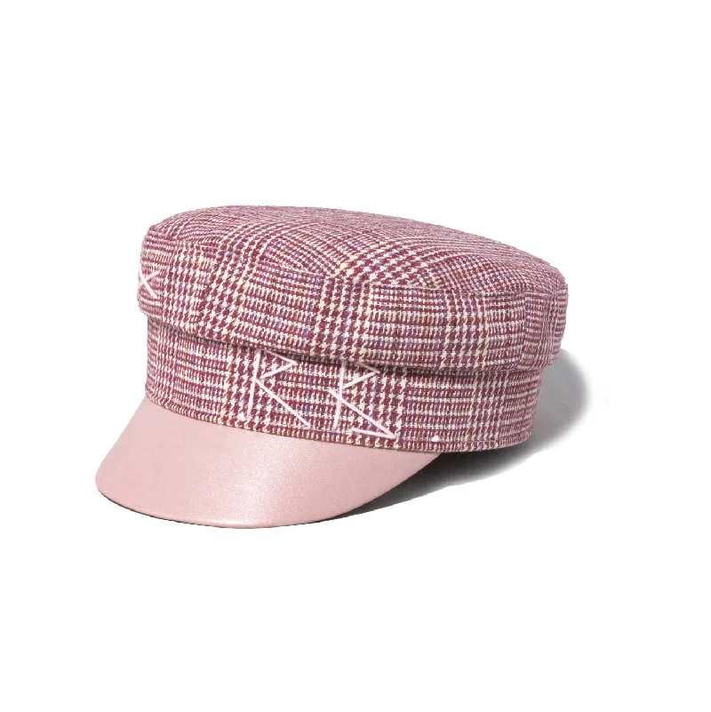 Veľkosť S-XL Patchwork plochý ružový pu kožený brim miliónový limit Caps Baker Boy klobúk dám