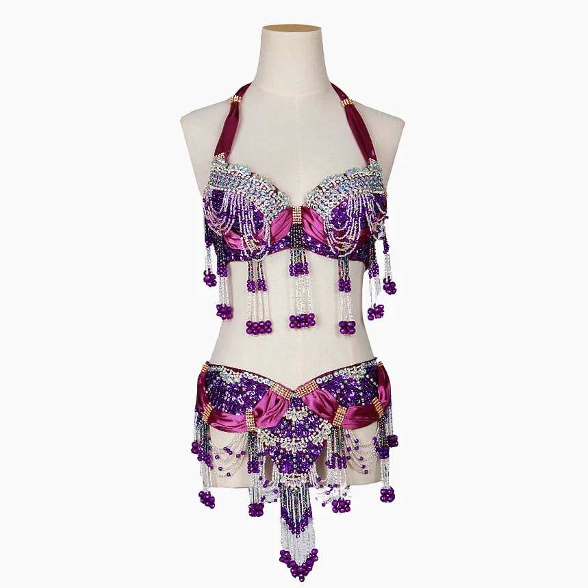 Veľkosť S-XL Performance 11 farby Ženy Dancewear Professional 2ks outfit Orientálne korálky kostým bruško tanec Bra Bra Base