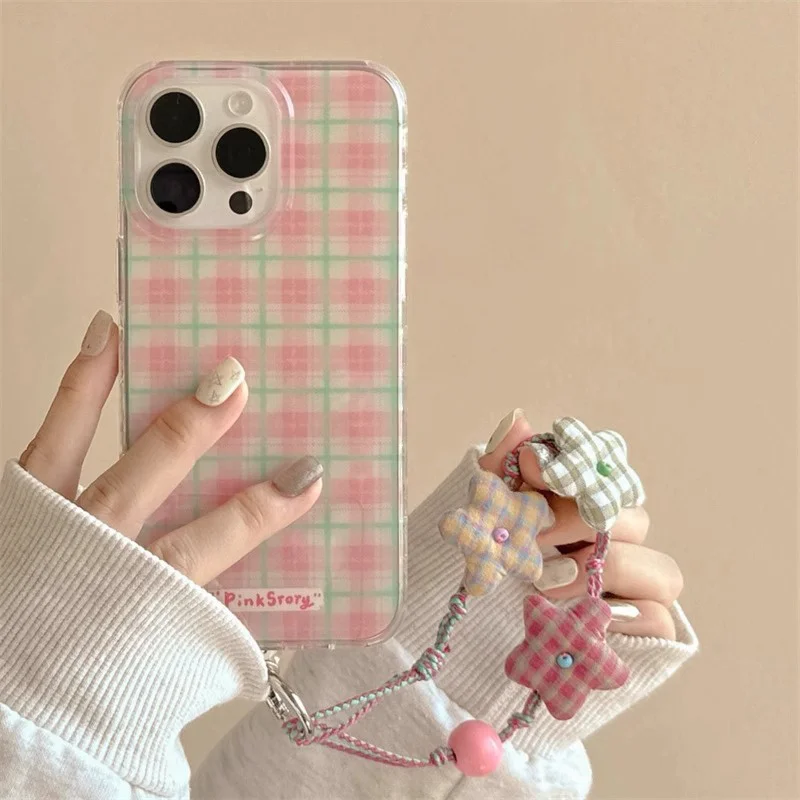 Veľká diera Ind semifónne puzdro na mriežku s mriežkou s farebným mriežkovým telefónom zavesenie lana pre iPhone 11 12 13 14 15 16 Pro Max