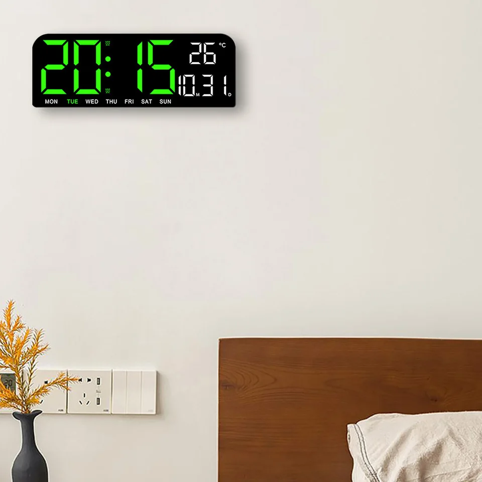 Veľká digitálna nástenná teplota Dátum Týždňa Displej 12/24H stolové hodiny na stenu namontované na stenu dvojité alarmy LED hodiny LED hodiny Funkcia Časová funkcia