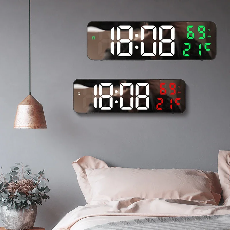 Veľká digitálna stena hodiny teplota Vlhkosť Zobrazenie Čas Alarmy Tabuľka Dátum Dátum zobrazenia režimy 12/24h elektronické LED hodiny LED