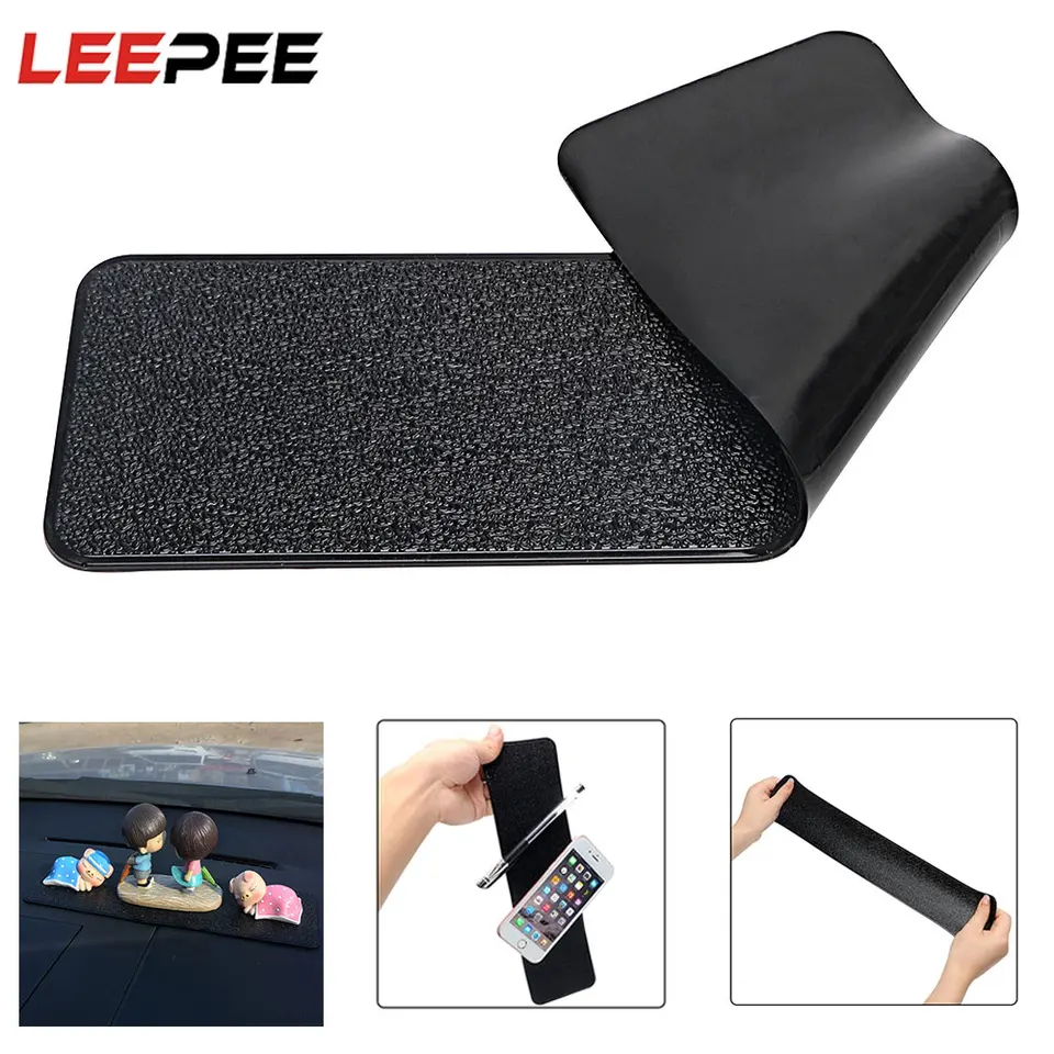 Veľká dlhá doska na palubnú dosku s lepkavou vankúšikou nekĺzavá kožená rohožka PU Gel Gel Magic Anti-Slip Mat Car Styling pre držiak na tabuľku GPS