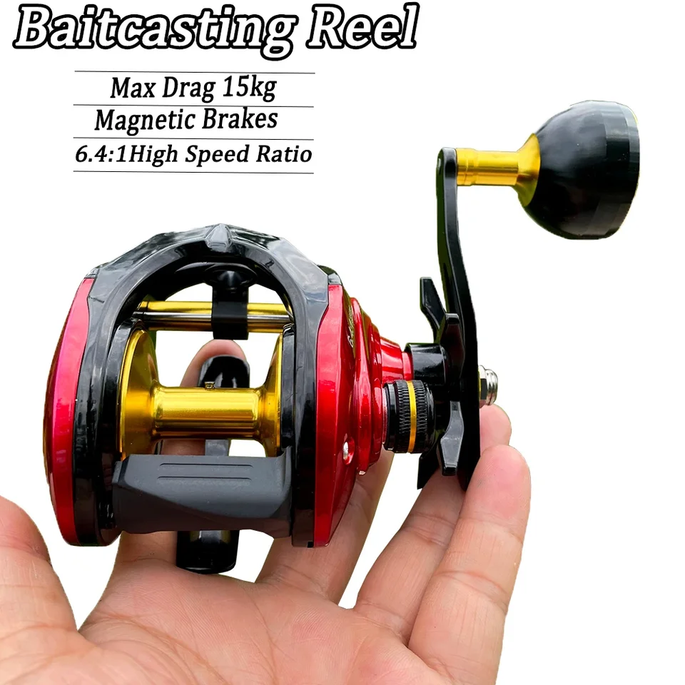 Veľká kapacita Baitcasting Fishing Navice Professional Ultra Light 6.4: 1 gear