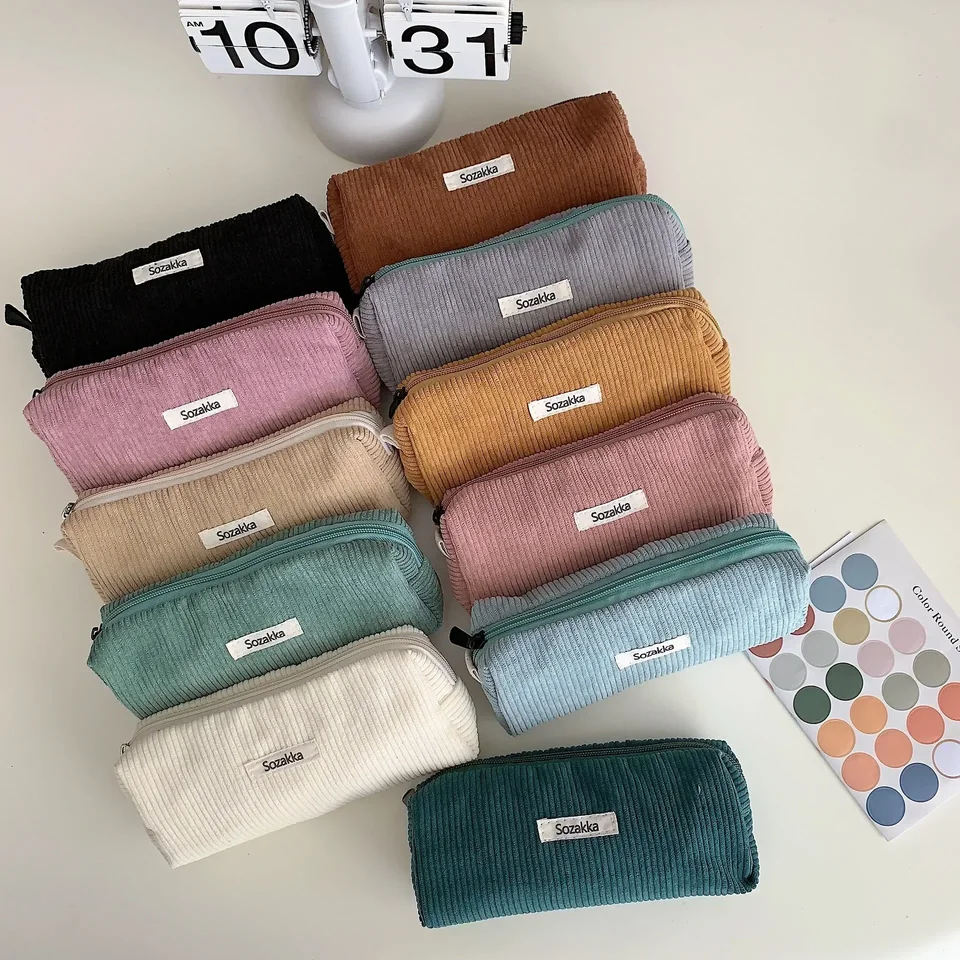 Veľká kapacita ceruzka prípadu kancelárske potreby Pen Corduroy Pencilcase School Dodávky ceruzky vrecko späť do školy