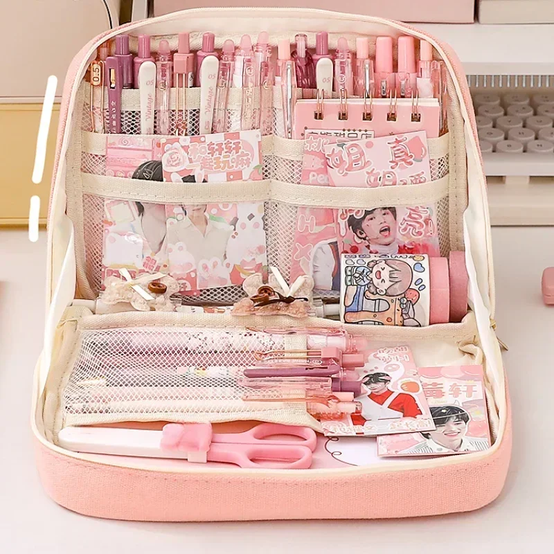 Veľká kapacita ceruzka vrecko Pink estetická škola ceruzka Box Stationery Dodávky pero puzdro na zips ceruzku puzdro Školské potreby